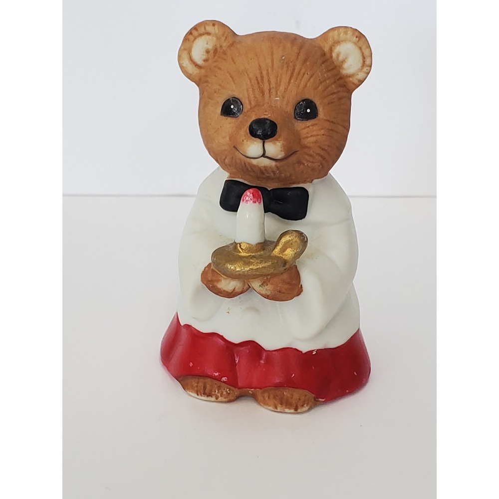 Vintage Homco Teddy Bear Altar Boy Figurine 5100 Porcelain Choir Bear Candle